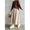 Beige - JUPE EFFET LAINE