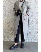 Gris - MANTEAU AMPLE EFFET LAINE