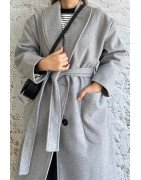 Gris - MANTEAU AMPLE EFFET LAINE