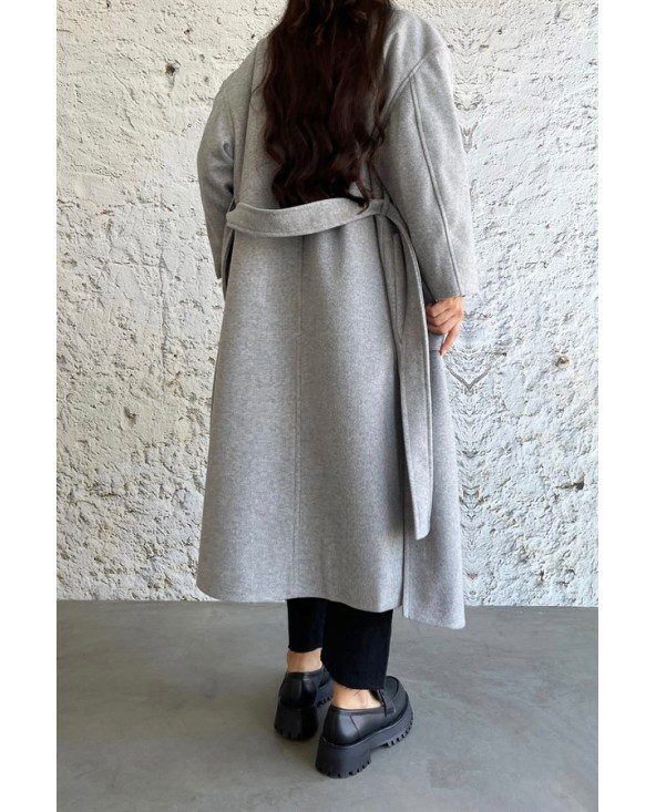 Gris - MANTEAU AMPLE EFFET LAINE