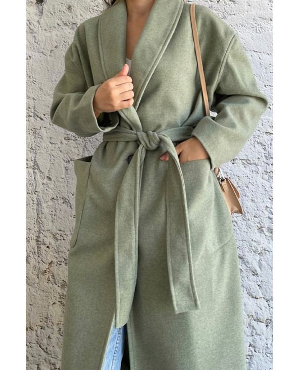 Vert - MANTEAU AMPLE EFFET LAINE