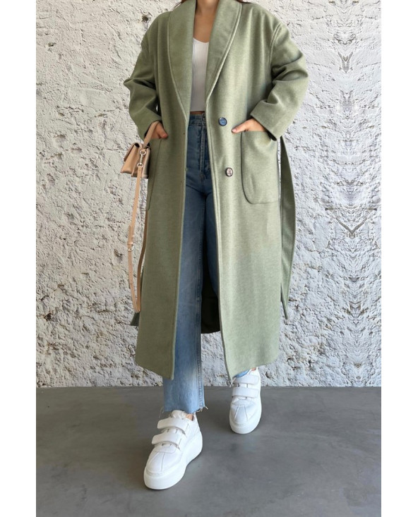 Vert - MANTEAU AMPLE EFFET LAINE