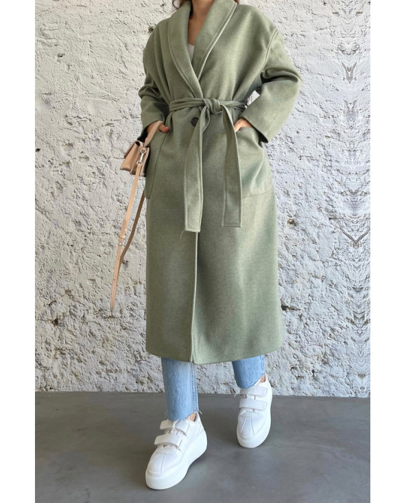 Vert - MANTEAU AMPLE EFFET LAINE