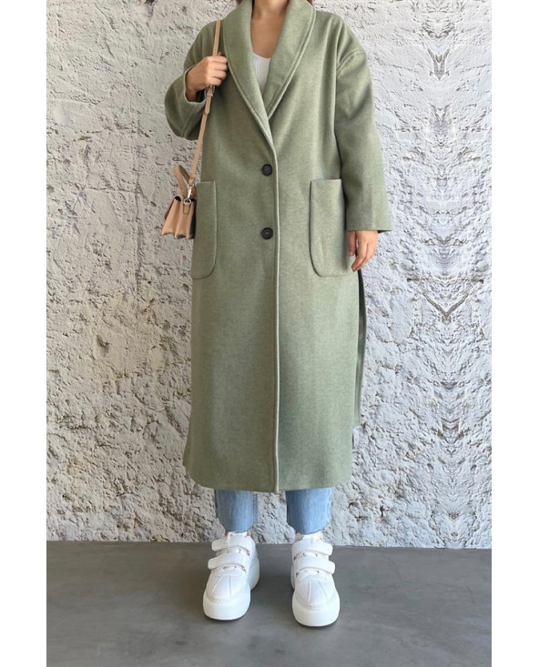 Vert - MANTEAU AMPLE EFFET LAINE