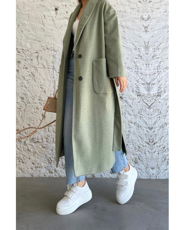 Vert - MANTEAU AMPLE EFFET LAINE