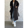 Noir - MANTEAU AMPLE EFFET LAINE