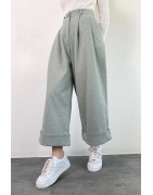 VERT - PANTALON EFFET LAINE