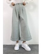 VERT - PANTALON EFFET LAINE