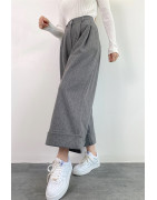 GRIS FONCÉ - PANTALON EFFET LAINE