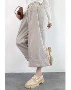 GRIS BEIGE - PANTALON EFFET LAINE