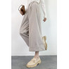 GRIS BEIGE - PANTALON EFFET LAINE