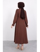 ROBE CRÊPE CINTRÉE - Marron