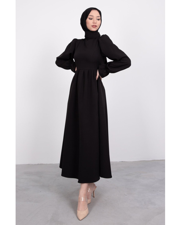 ROBE CRÊPE CINTRÉE - Noir