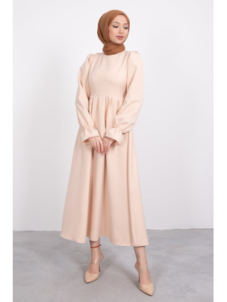 ROBE CRÊPE CINTRÉE - Beige