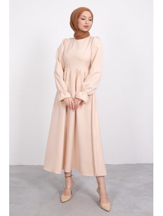 ROBE CRÊPE CINTRÉE - Beige