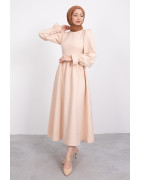 ROBE CRÊPE CINTRÉE - Beige