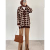 CARDIGAN MARRON À CARREAUX - Sanastyle