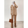 CARDIGAN CAMEL À CARREAUX - Sanastyle
