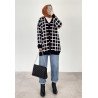 CARDIGAN NOIR À CARREAUX - Sanastyle