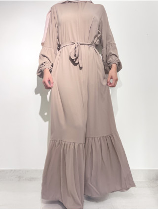 Robe Longue à Zip - BEIGE