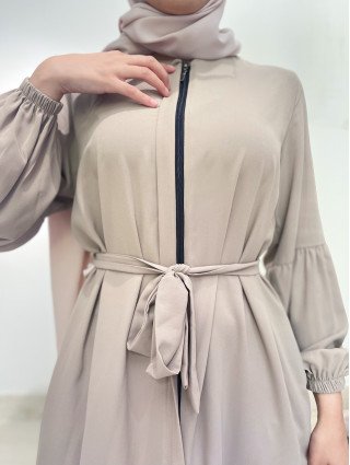 Robe Longue à Zip - BEIGE