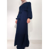 Robe Longue à Fermeture Éclair Bleu foncé - Sanastyle
