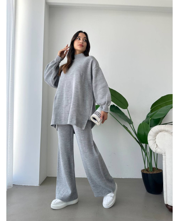 Ensemble Chic en Laine GRIS CHINÉ