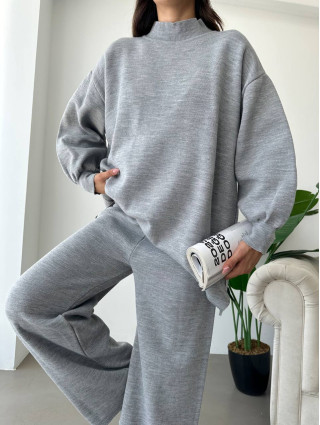 Ensemble Chic en Laine GRIS CHINÉ