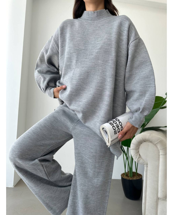 Ensemble Chic en Laine GRIS CHINÉ