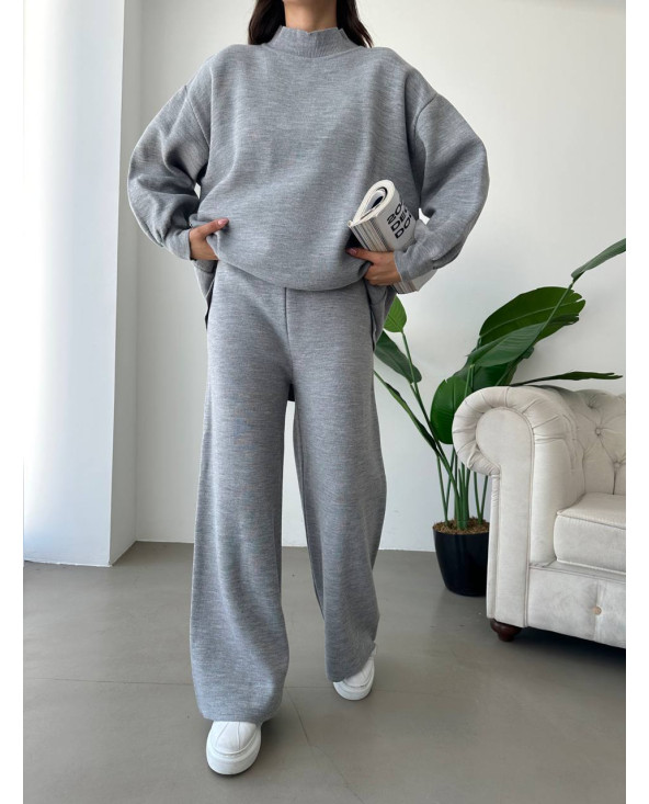 Ensemble Chic en Laine GRIS CHINÉ