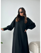 Robe Pull Chic NOIR - Robe pull long pour femme en laine face