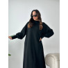 Robe Pull Chic NOIR - Robe pull long pour femme en laine face