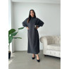 Robe Pull Chic GRIS FONCÉ - Robe pull long pour femme en laine face 2