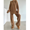 Ensemble en Tricot à Capuche Modeste Camel- Sanastyle