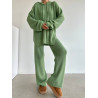 Ensemble en Tricot à Capuche Modeste Vert- Sanastyle