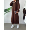 Robe Pull Fermeture Éclair Chocolat - Robe pull long pour femme en laine col zip face