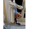 Cardigan Long Oversize en Tricot Côtelé CRÈME