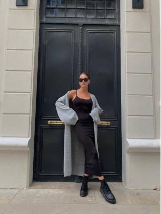 Cardigan Long Oversize en Tricot GRIS