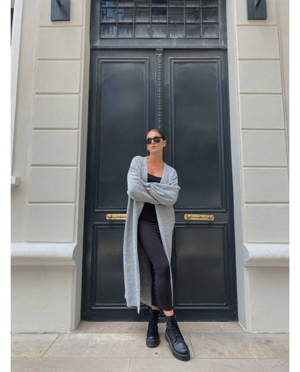 Cardigan Long Oversize en Tricot GRIS