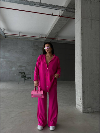 Rose - Ensemble long côtelé