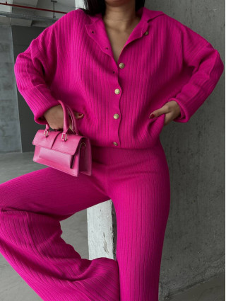 Rose - Ensemble long côtelé