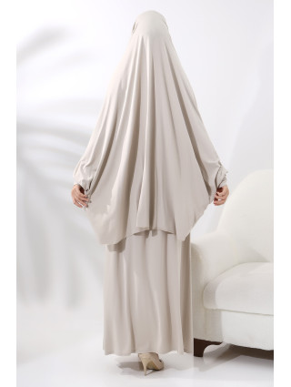 BEIGE - Ensemble de Prière 2 Pièces avec Manches