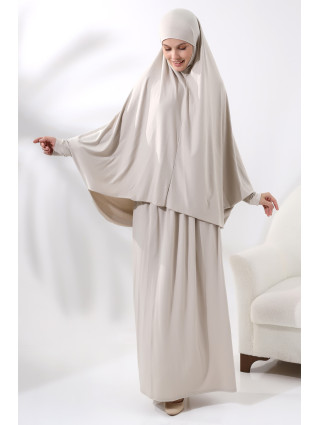 BEIGE - Ensemble de Prière 2 Pièces avec Manches