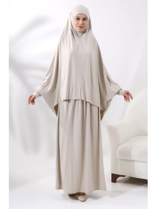 BEIGE - Ensemble de Prière 2 Pièces avec Manches