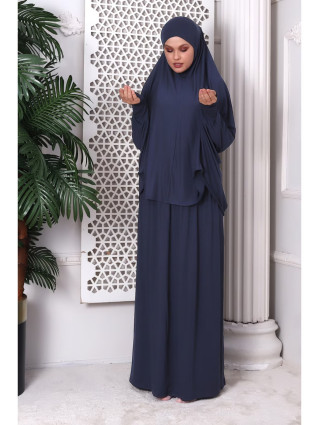 BLEU - Ensemble de Prière 2 Pièces avec Manches