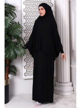 NOIR - Ensemble de Prière 2 Pièces avec Manches