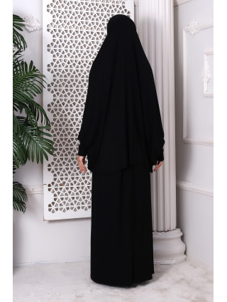 NOIR - Ensemble de Prière 2 Pièces avec Manches