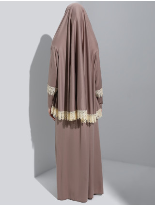 TAUPE - Tenue de Prière 2 Pièces Dentelle