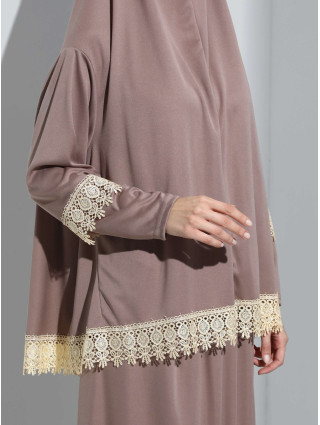 TAUPE - Tenue de Prière 2 Pièces Dentelle