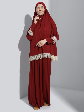 BORDEAUX - Tenue de Prière 2 Pièces Dentelle